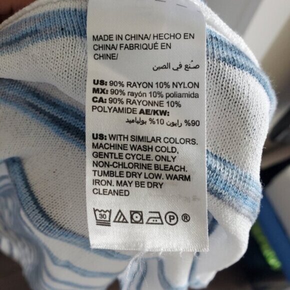 Chico's Travelers Blue and White Draped Cardigan Size (1) Medium - Picture 5 of 6